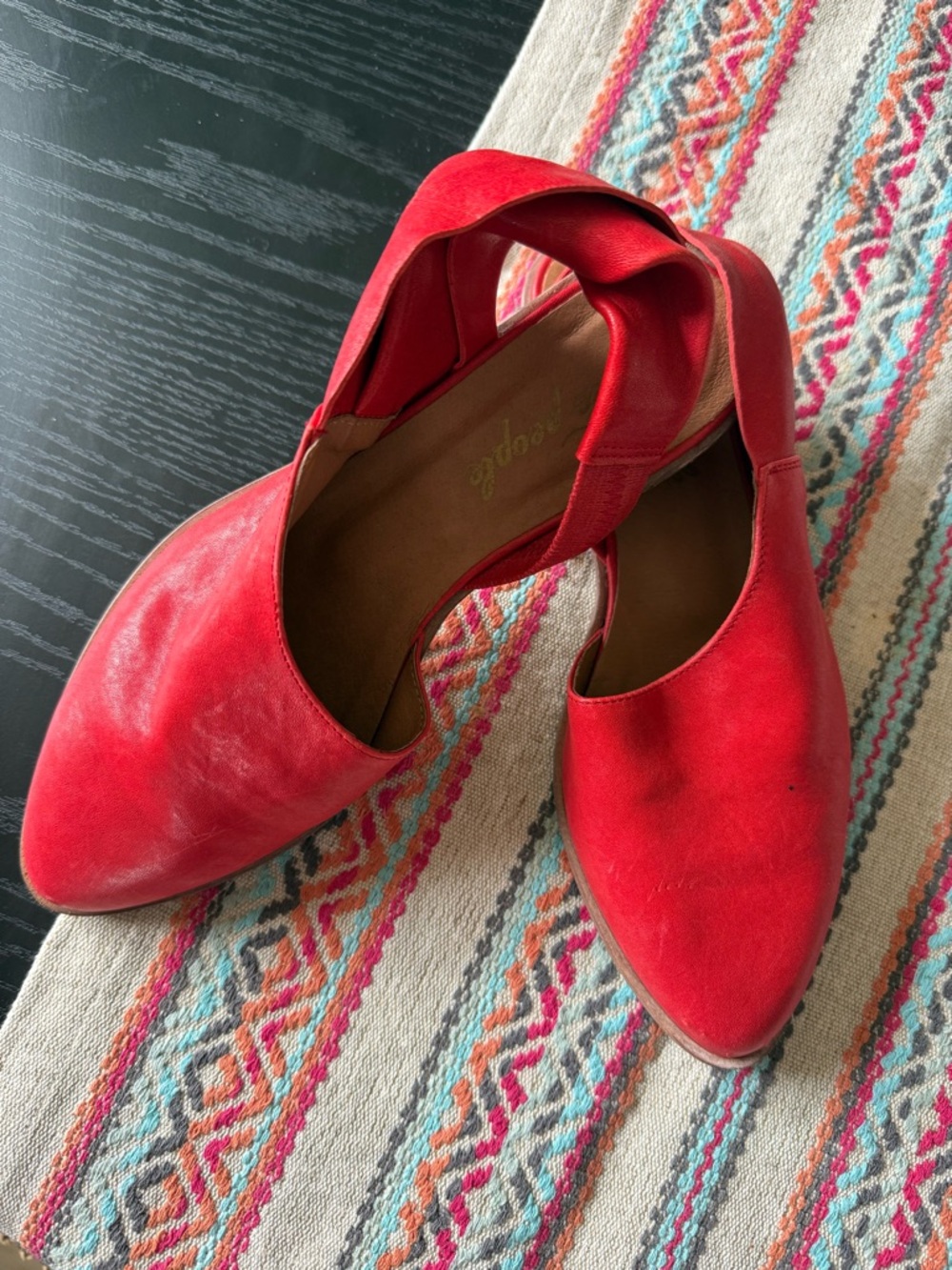 Free People Leather Red Sling Back Flats